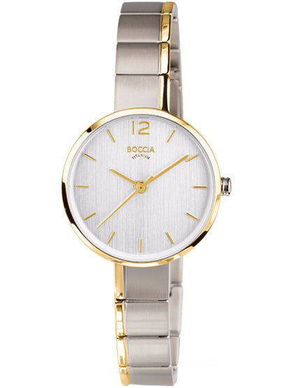 Boccia Titanium 3308-02 Damen • Mineralglas • Titan mit Gold-PVD