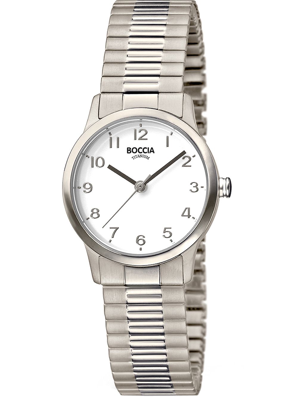 Boccia Titanium 3318-01 Damen Armbanduhr Silber • Titan-Zugband • Mineralglas