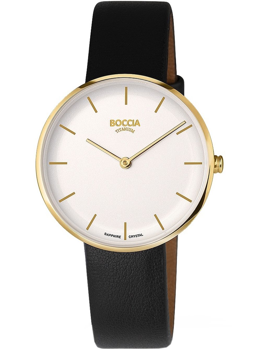 Boccia Titanium 3327-04 Damen Armbanduhr Weiß • Saphirglas • Veganes Lederband