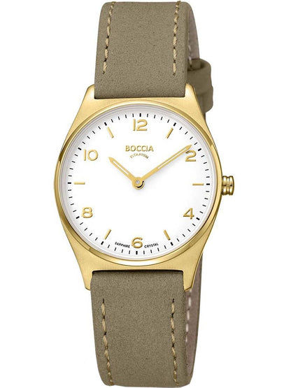 Boccia Mooie 3338-03 Damen Armbanduhr • Reintitan Goldplattiert • Saphirglas