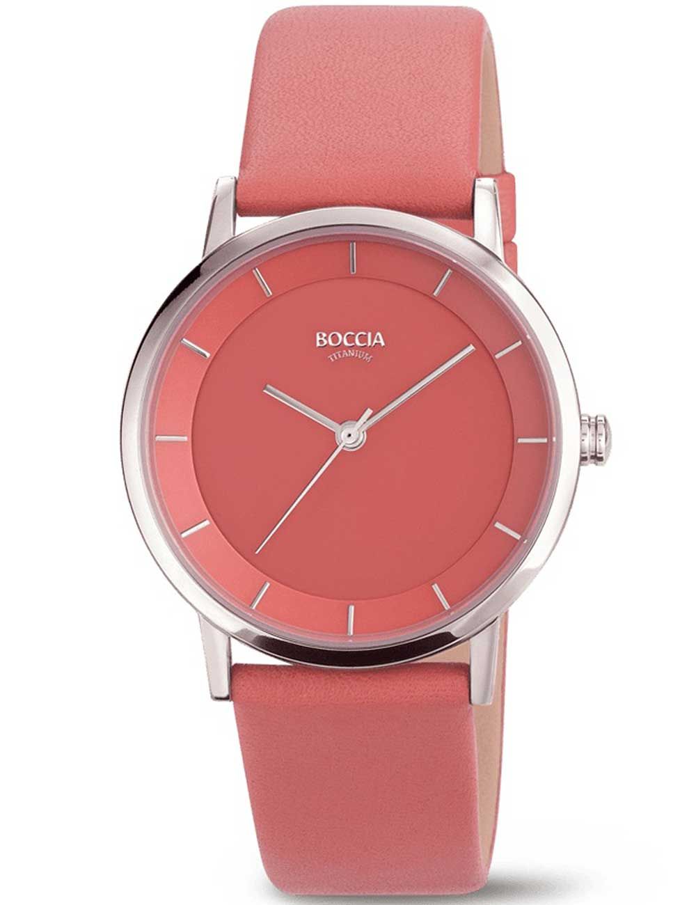 Boccia Titanium 3355-01 Damen Armbanduhr Rosa • Mineralglas • Leichtes Titangehäuse