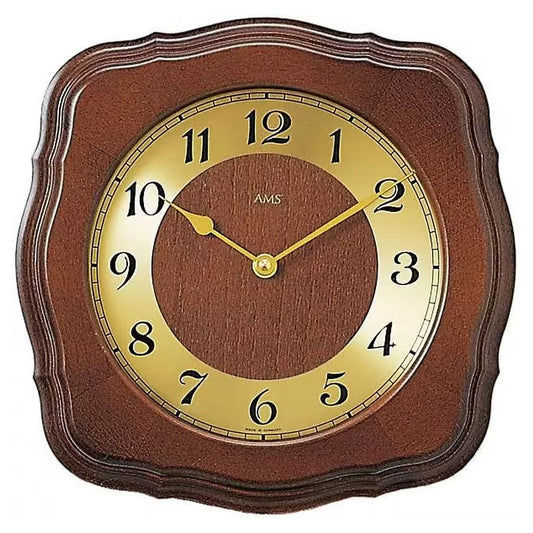 AMS Wanduhr Holz • Funk-Uhrwerk • Massivholz-Gehäuse