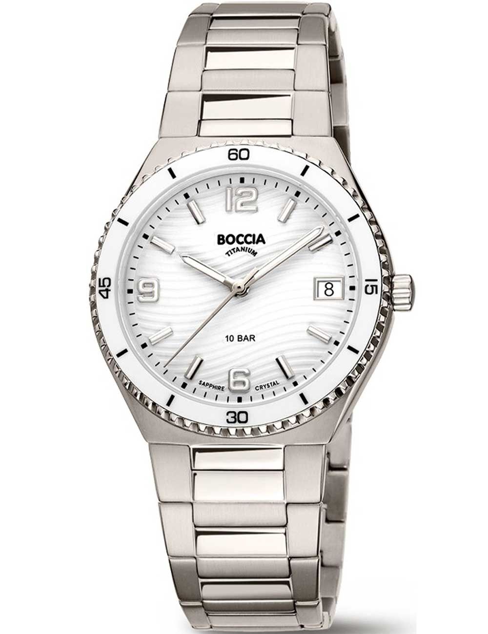 Boccia Ceramic 3367-01 Damen Armbanduhr • Saphirglas • Titan mit Keramik-Lünette
