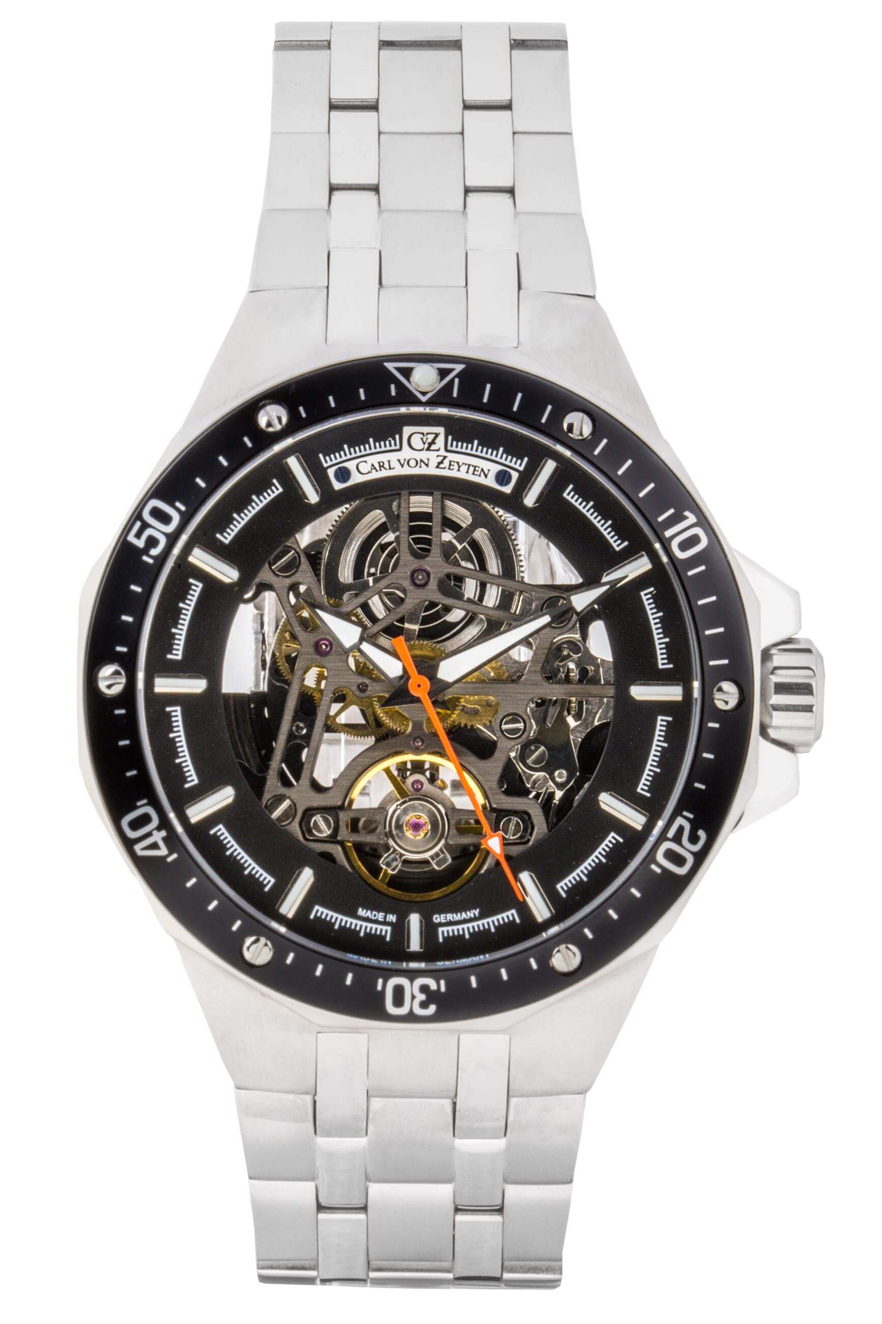 Carl von Zeyten Urberg CVZ0094BKMS Herrenuhr Silber Schwarz • Skelettuhrwerk • Saphirglas