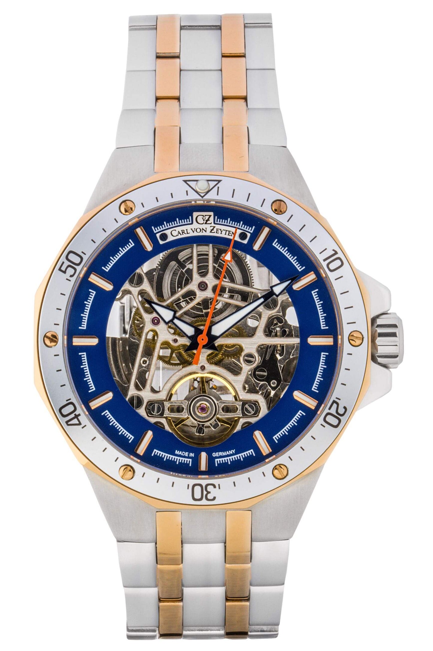 Carl von Zeyten Urberg CVZ0094RBLM Herrenuhr Bicolor Blau • Skelettuhrwerk • Saphirglas