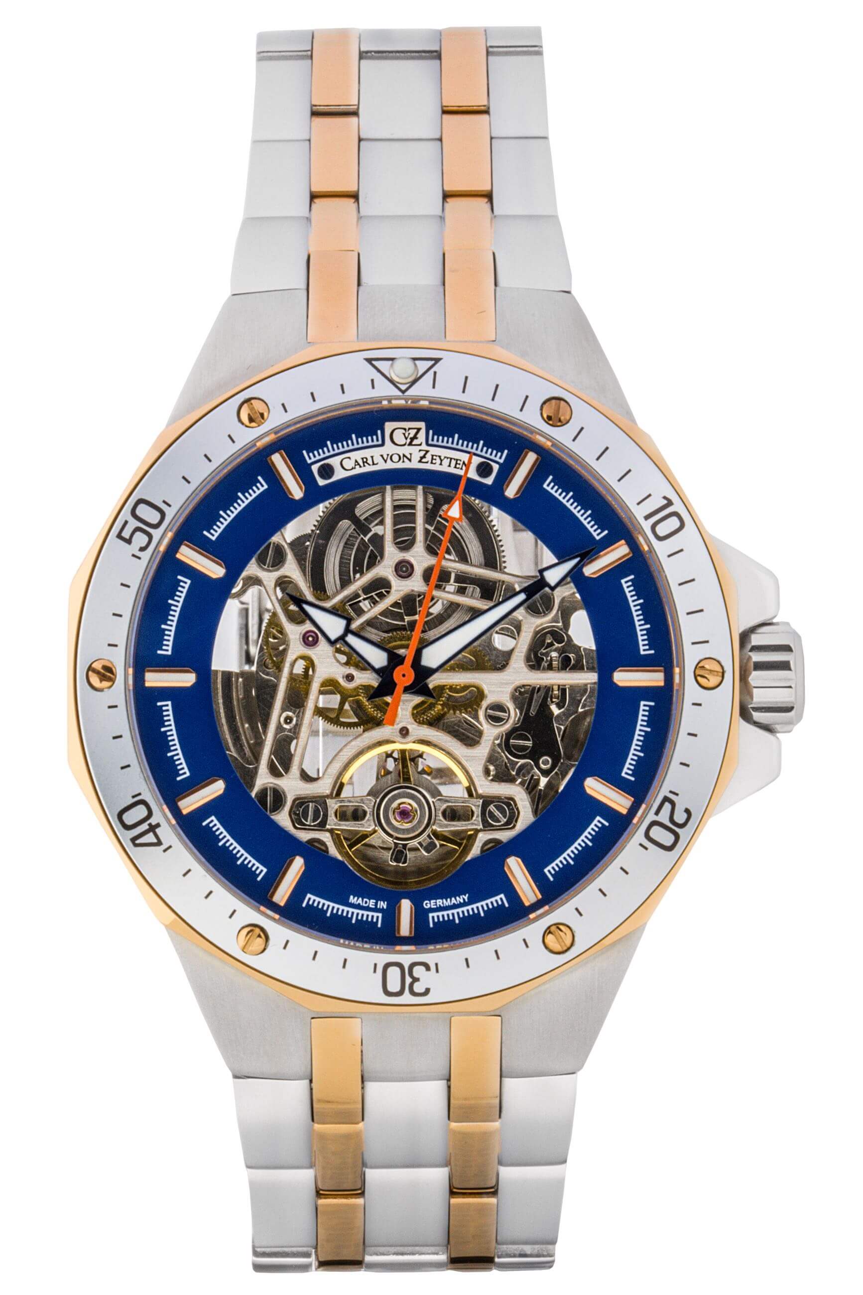 Carl von Zeyten Urberg CVZ0094RBLM Herrenuhr Bicolor Blau • Skelettuhrwerk • Saphirglas