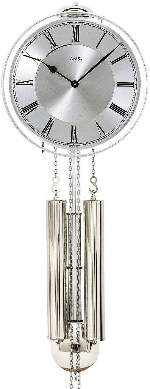 AMS Wanduhr 22x22x10 cm Glas • Mechanisches Pendel • Glockenschlag