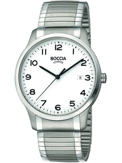 Boccia Titanium 3616-01 Herren Armbanduhr Silber • Titan-Zugband • Mineralglas