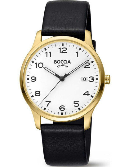 Boccia Titanium 3620-08 Herren Armbanduhr Gold • Mineralglas • Titangehäuse