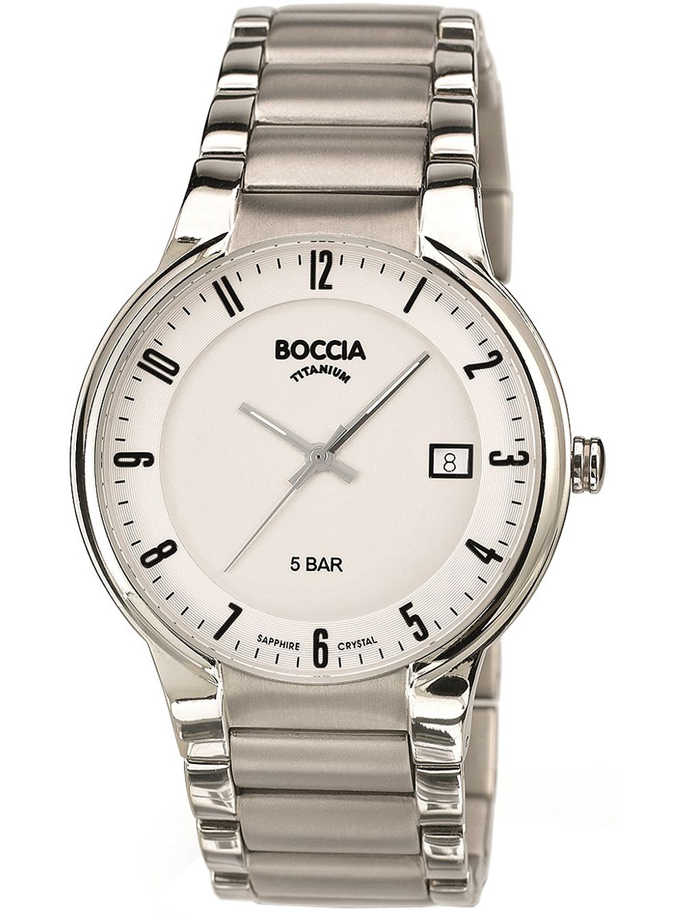 Boccia Titanium 3629-02 Herren Armbanduhr Silber • Saphirglas • Datumsanzeige