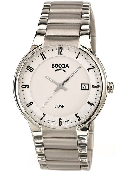 Boccia Titanium 3629-02 Herren Armbanduhr Silber • Saphirglas • Datumsanzeige