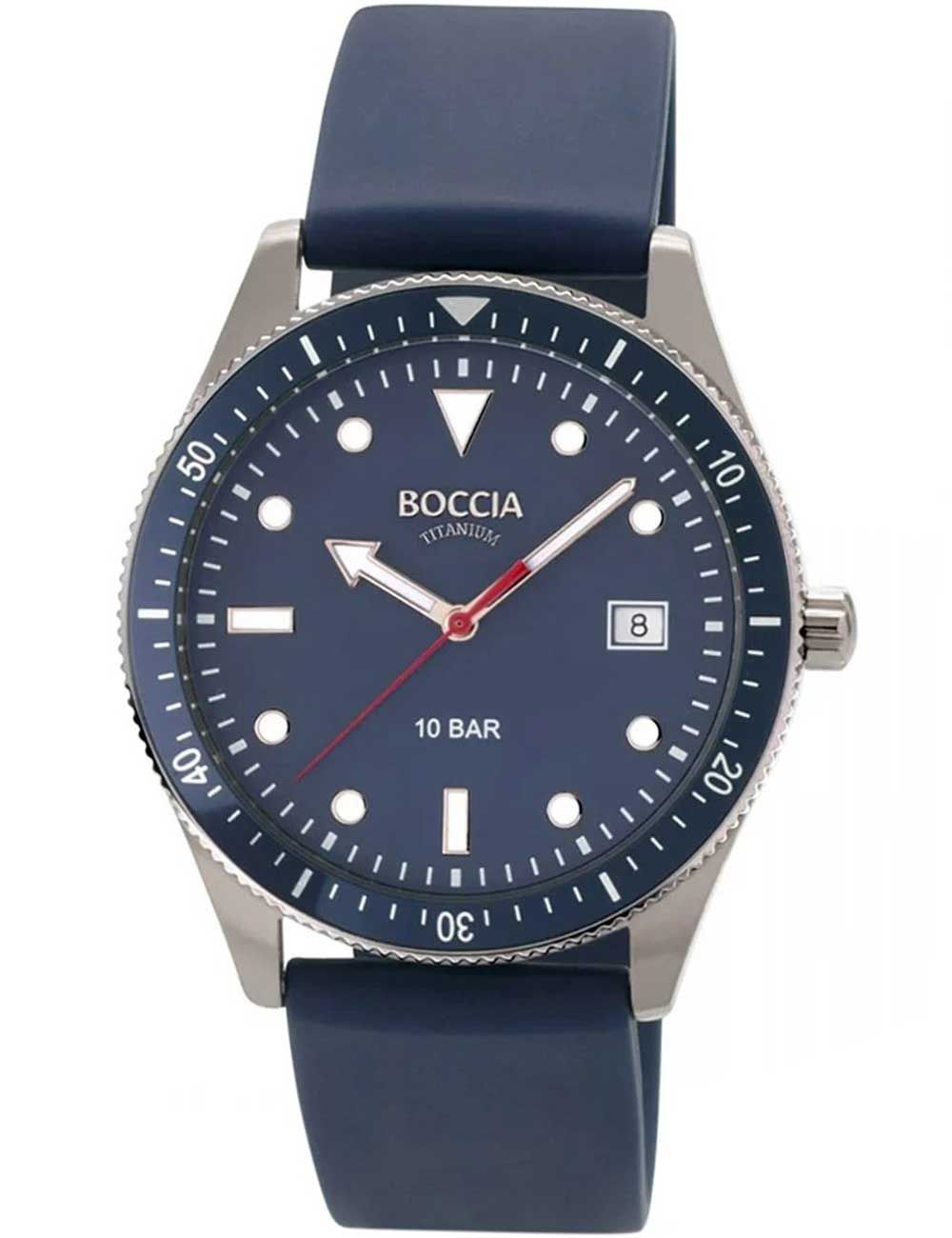 Boccia Titanium 3664-02 Herren Armbanduhr Blau • Mineralglas • 10 ATM Wasserdicht