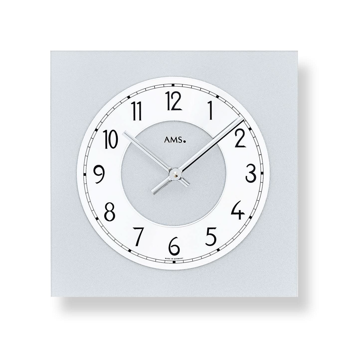 AMS Wanduhr 25x25x3 cm Glas • Modernes Design • Präzises Quarzwerk