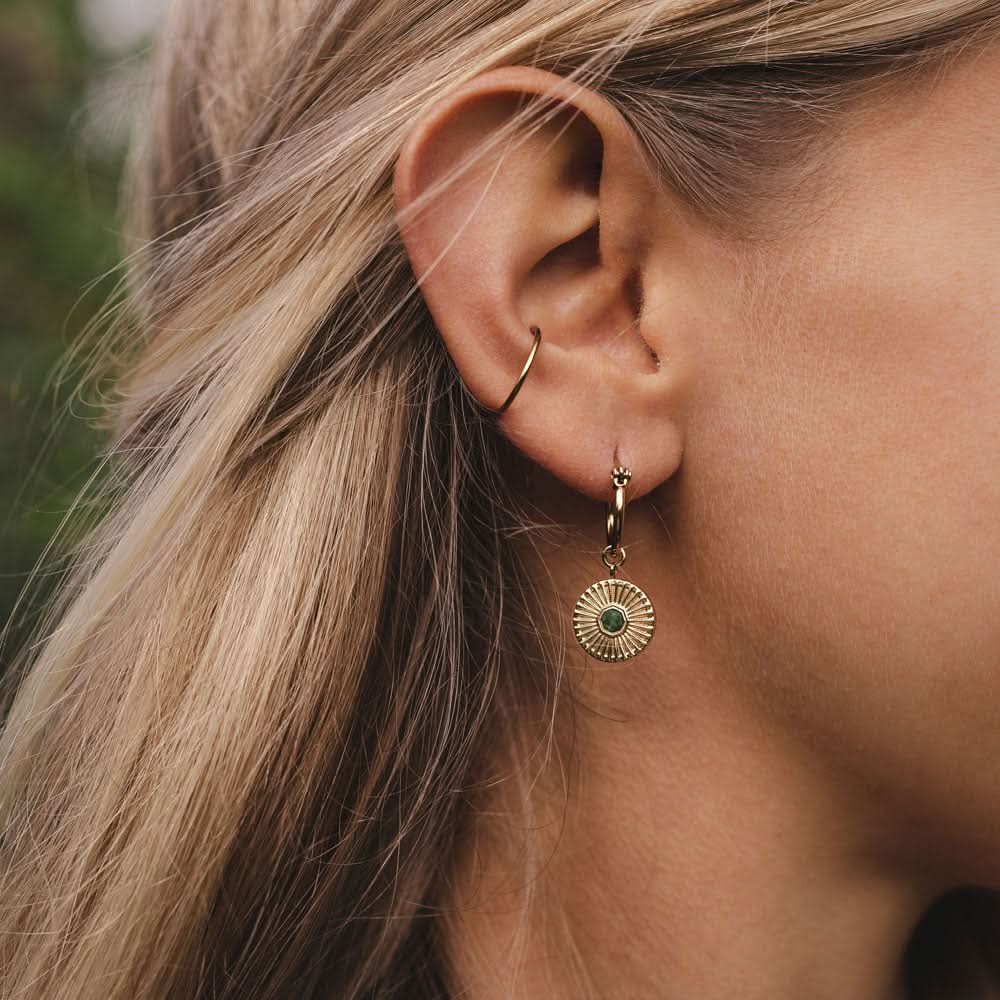 Stencil Ohrhänger mit rundem Anhänger - Holzkern Modell: Jewelry