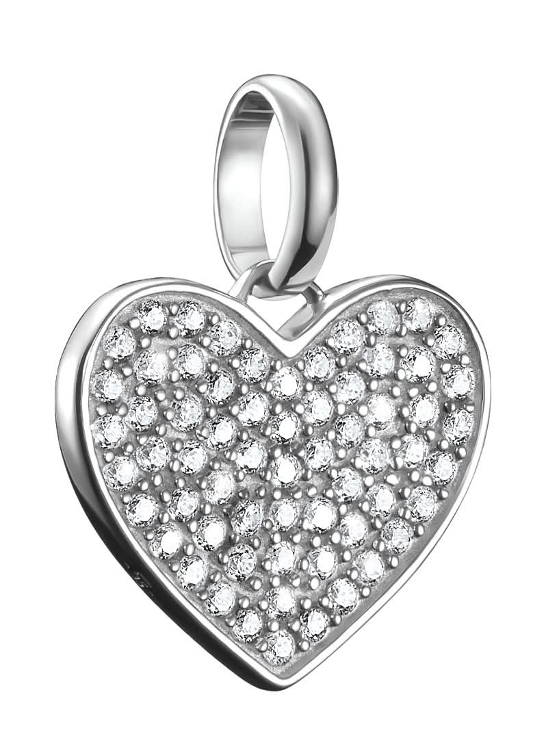 Silberner Herz-Charm mit Pavé-Zirkonia und Öse zum Verbinden