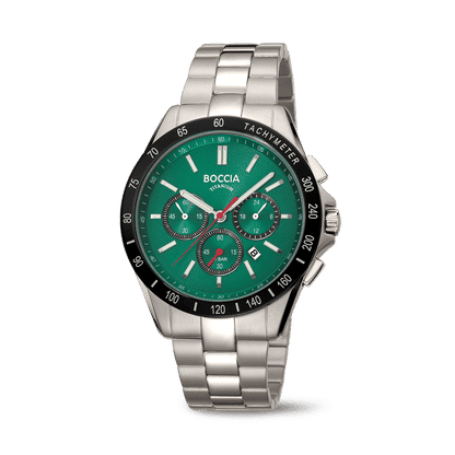 Boccia 3733-02 Herren Armbanduhr • Reintitan Chronograph • Tachymeter-Lünette