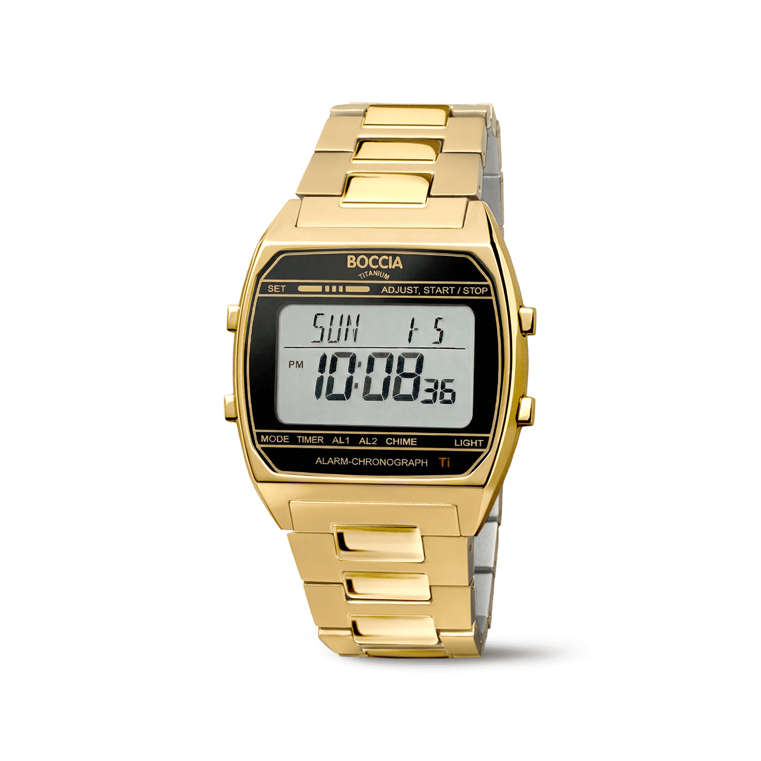 Boccia 3738-10 Unisex Armbanduhr • Titan Goldfarben • Chronograph & Alarm