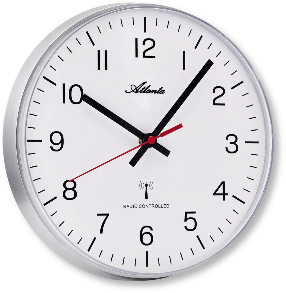 Atlanta Wanduhr 25,5x25,5x4 cm Kunststoff • Funkgesteuert • Modernes Design