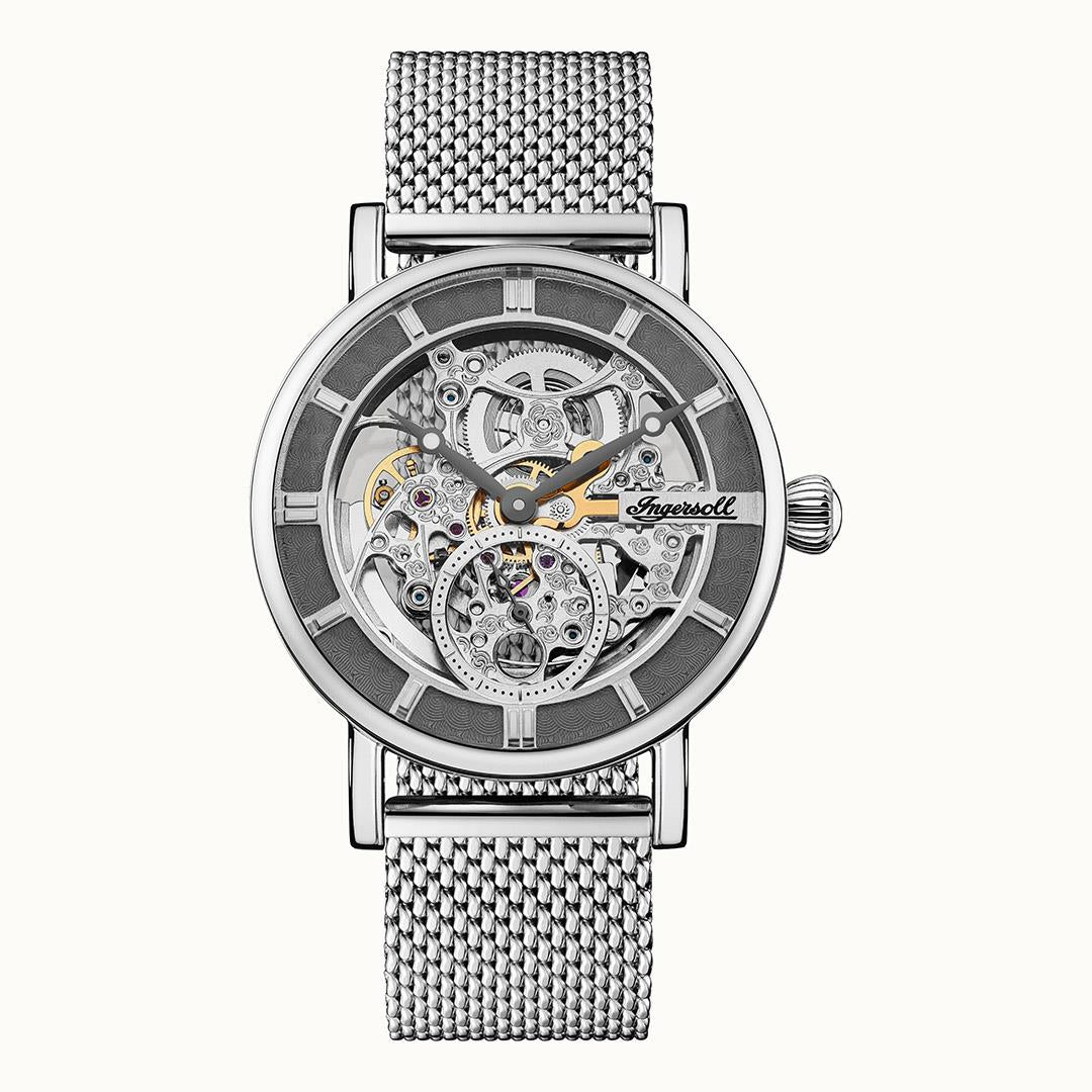 Ingersoll 1892 The Herald I00405B Herren Armbanduhr Silber • Skelettiertes Automatikwerk • Mineralglas