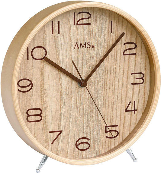 AMS Tischuhr 22x22x4 cm Holz • Deutsches Funkwerk • Zeitloses Design
