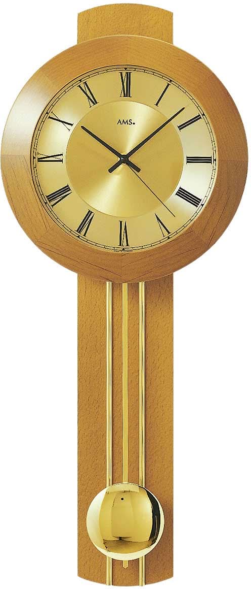 AMS Wall Clock 60x25x10 cm Cherry Wood • Timeless Elegance • Precise Radio-Controlled Movement