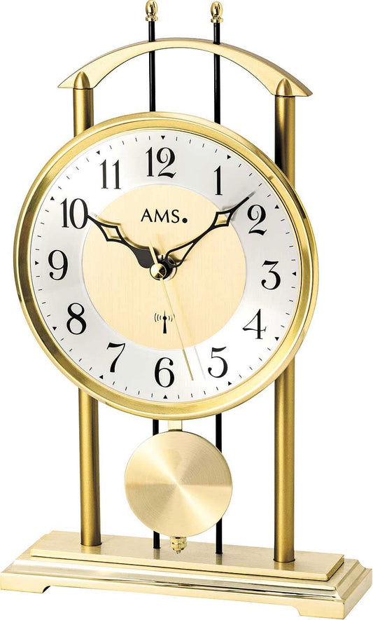 AMS Tischuhr 29x17x6 cm Metall • Funkgesteuert • Pendel