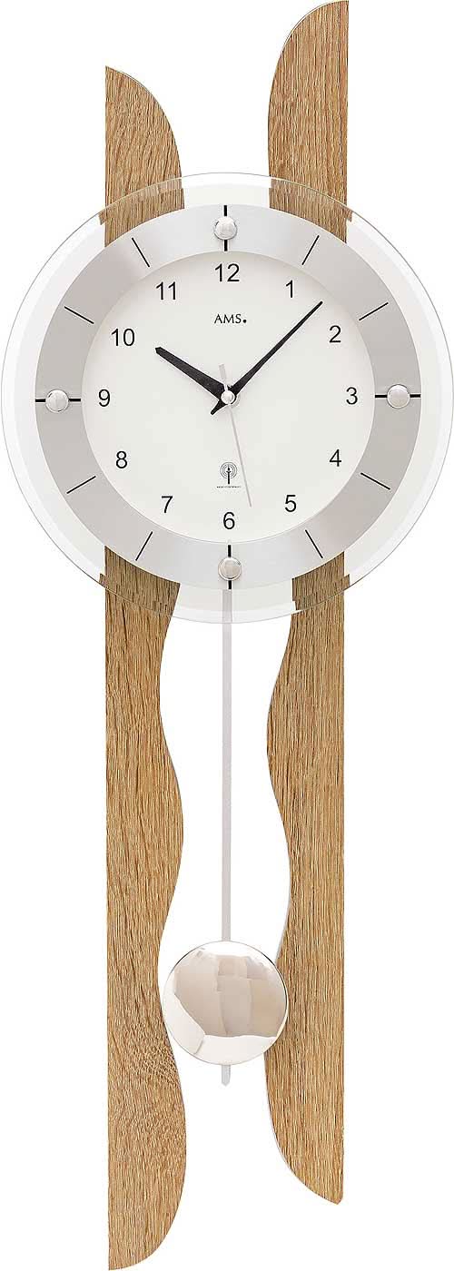 AMS Wanduhr 70x24x7 cm Holz • Präzises Funkwerk • Elegantes Design