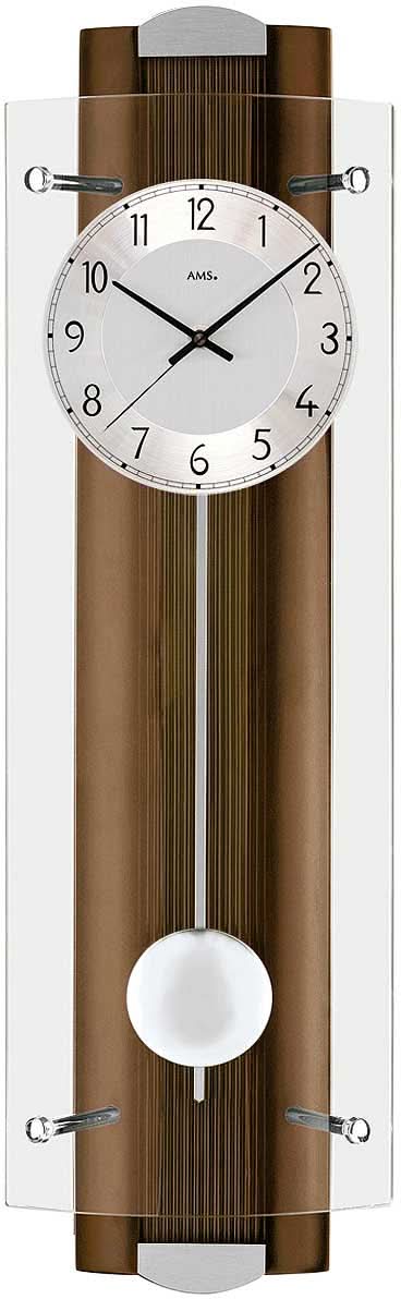 AMS Wall Clock 66x17x10 cm Wood • Radio Controlled • With Pendulum