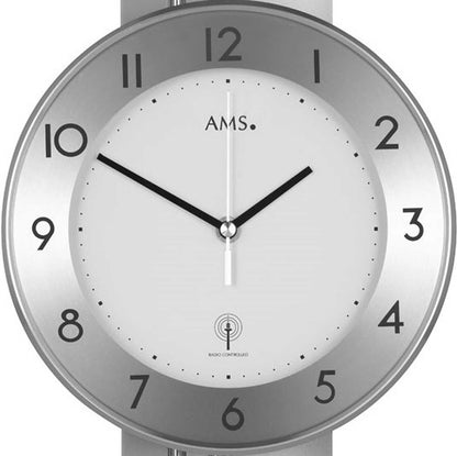 AMS Wanduhr 62x22x8 cm Holz • Funkpendelwerk • Modernes Design