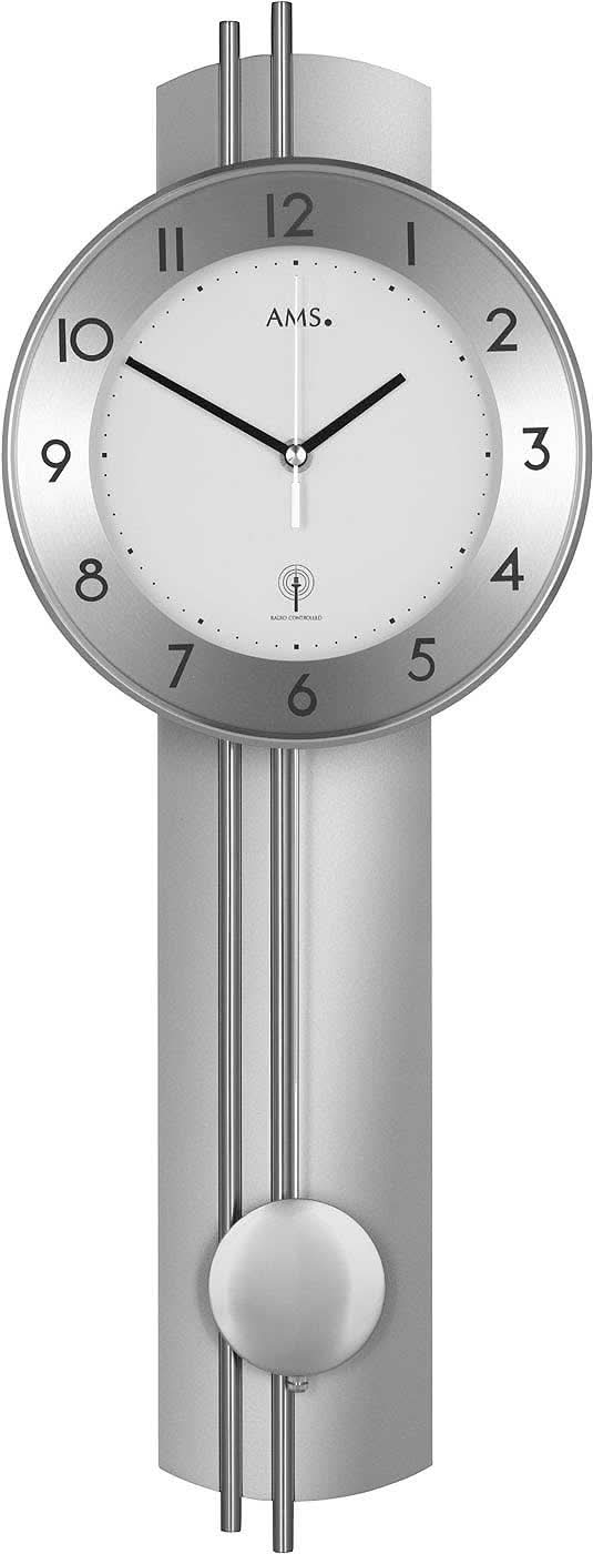 AMS Wanduhr 62x22x8 cm Holz • Funkpendelwerk • Modernes Design