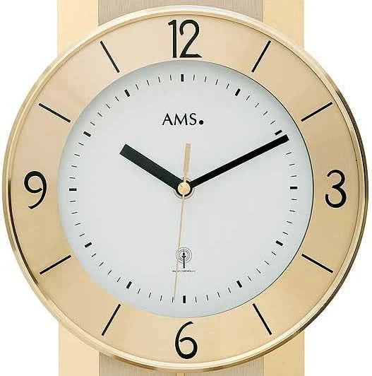 AMS Wanduhr 60x22x7 cm Holz • Funkgesteuert • Elegantes Design