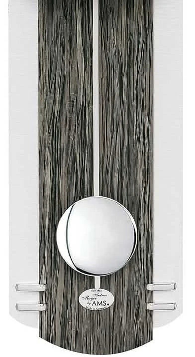 AMS Wanduhr 60x22x7 cm Holz und Aluminium • Funkgesteuert • Mit Pendel