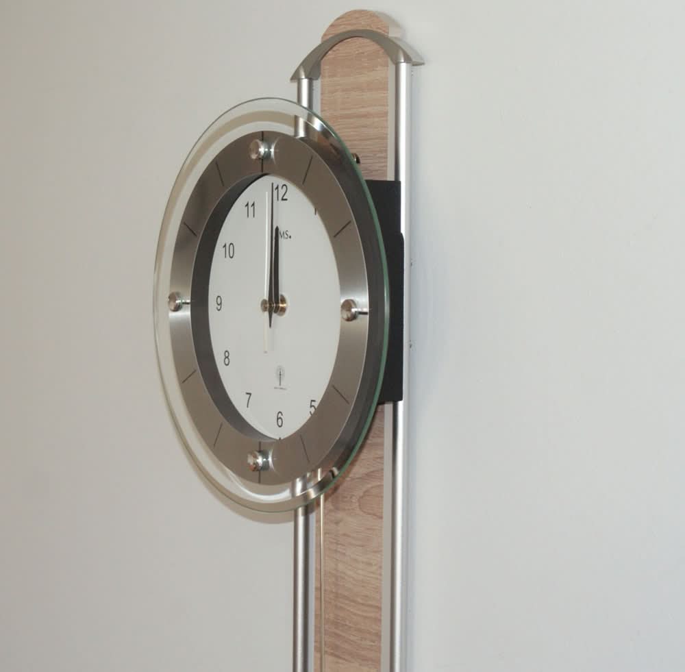 AMS Wanduhr 60x24x6 cm Holz • Funkuhr • Pendeluhr