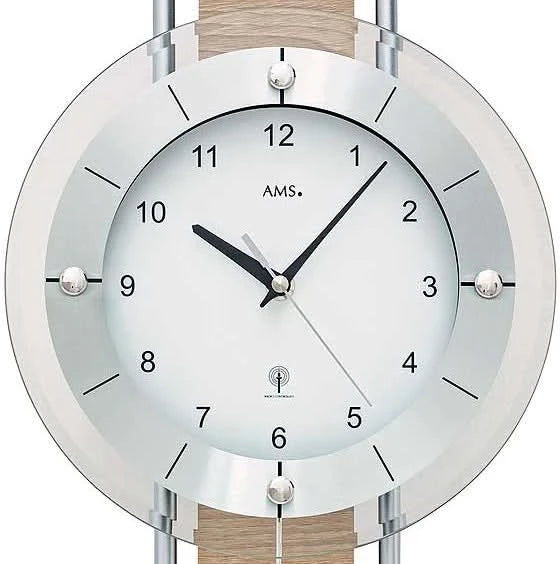 AMS Wanduhr 60x24x6 cm Holz • Funkuhr • Pendeluhr