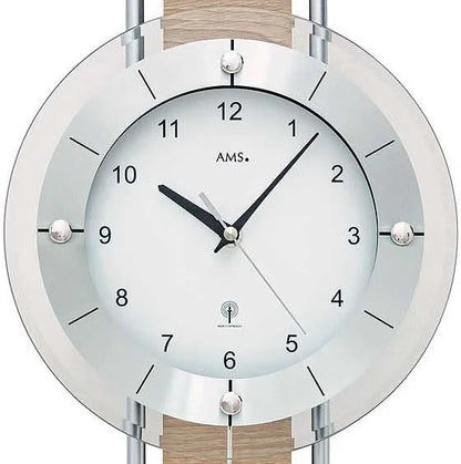 AMS Wanduhr 60x24x6 cm Holz • Funkuhr • Pendeluhr