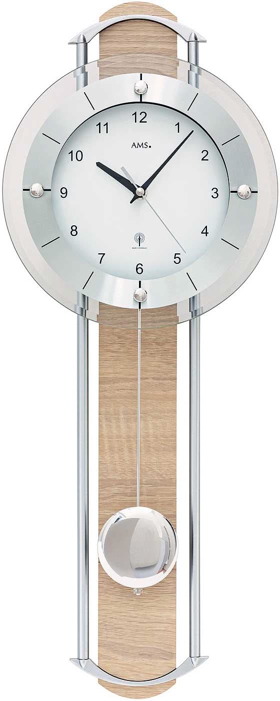 AMS Wanduhr 60x24x6 cm Holz • Funkuhr • Pendeluhr
