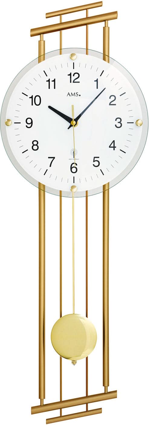 AMS Wanduhr 65x23x7 cm Messing • Funk • Pendel