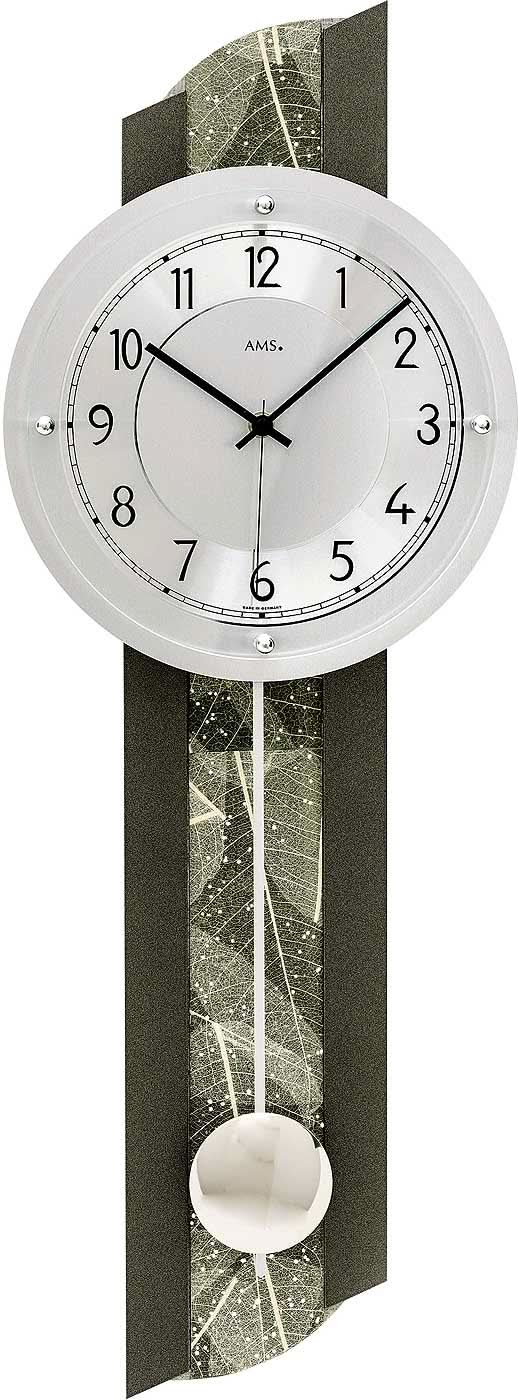 AMS Wanduhr 68x24x8 cm Holz • Funkgesteuert • Mit Pendel