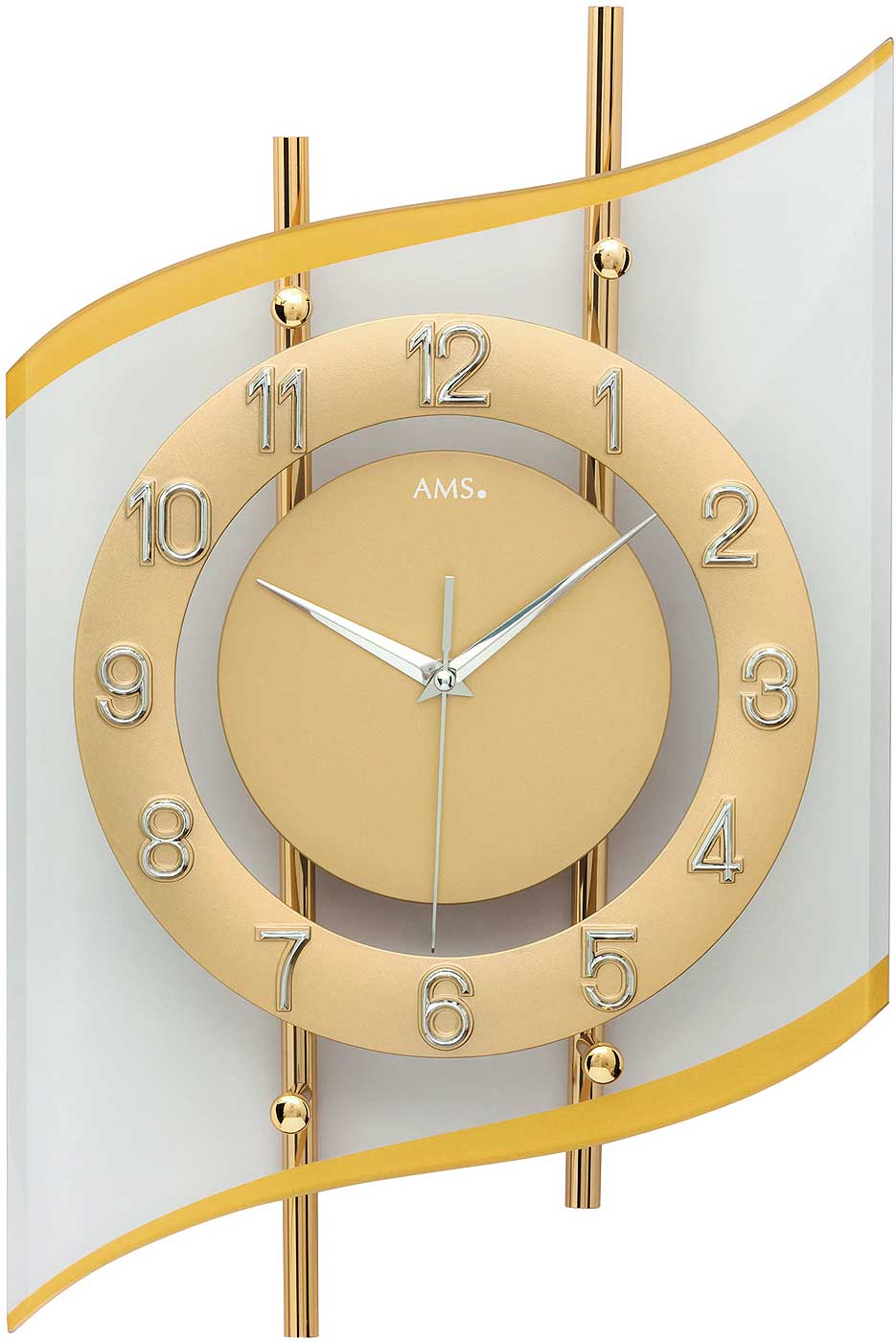 AMS Wall Clock 45x29x7 cm Metal • Radio-controlled movement • Curved mineral glass