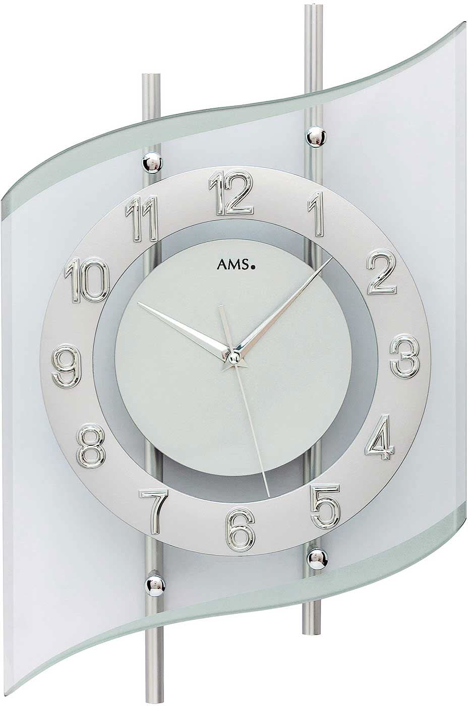 AMS Wanduhr 45x29 cm Metall • Modernes Design • Präzises Funkwerk