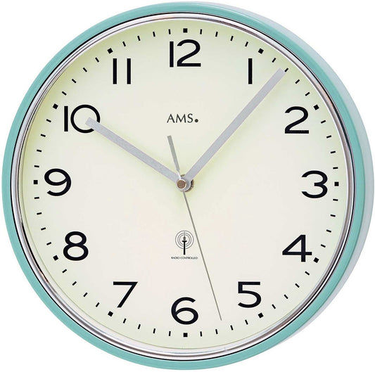 AMS Wanduhr 25 cm Ø Metall • Funkgesteuert • Präzises Quarzwerk