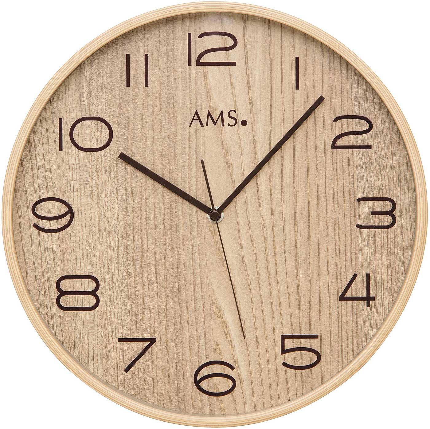 AMS Wall Clock 32 cm Ø Wood • Radio-controlled • Modern Design
