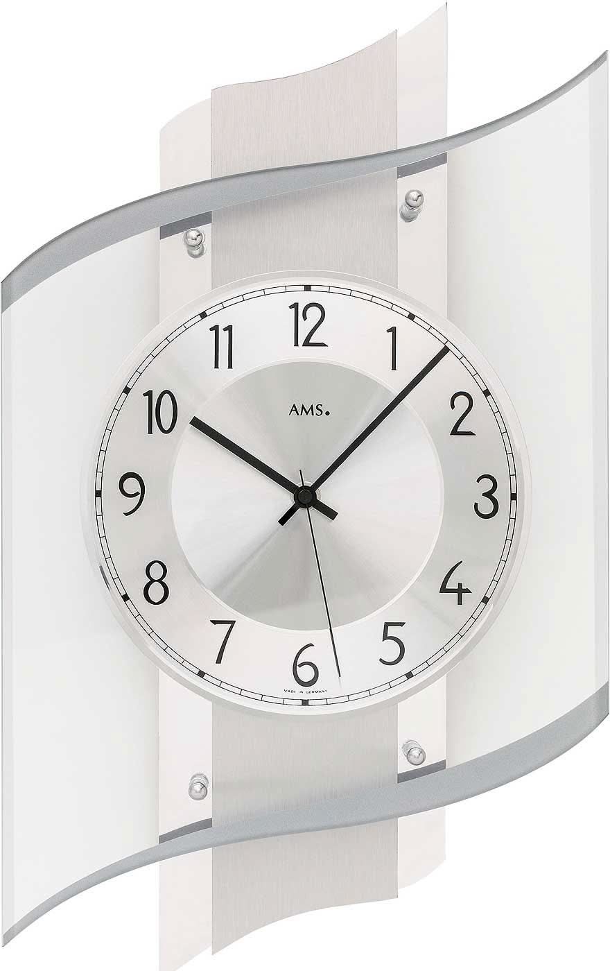 AMS Wanduhr 48x29x8 cm Holz • Präzises Funkuhrwerk • Modernes Design