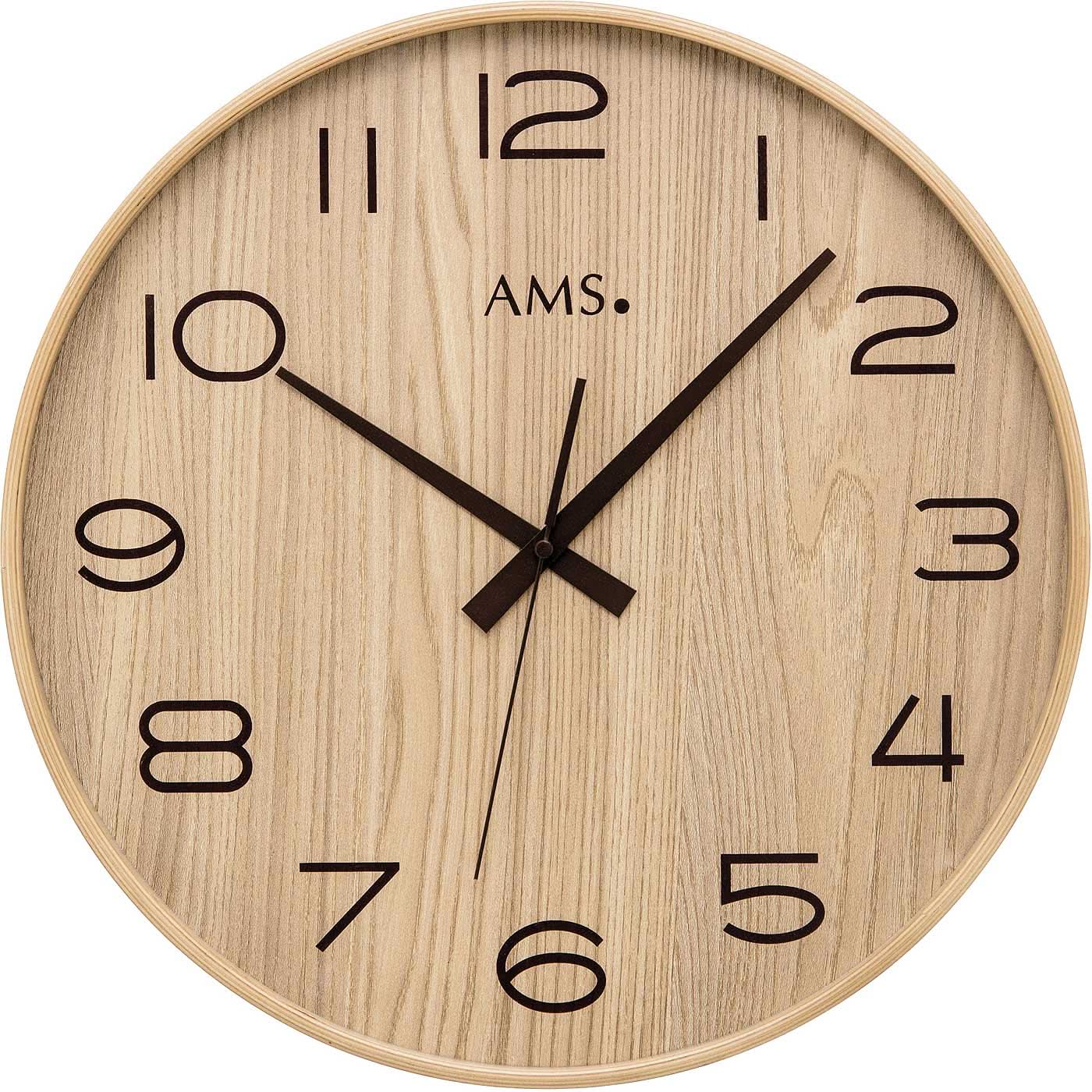 AMS Wanduhr 40x40x5 cm Holz • Funkgenauigkeit • Harmonisches Design