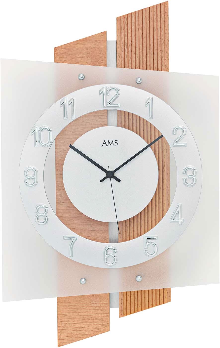 AMS Wanduhr • Holz • Modern • Zeitlos