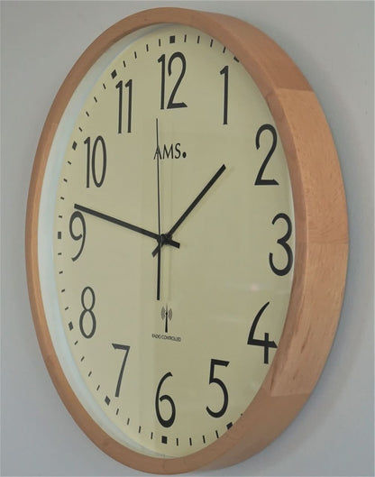 AMS Wall Clock 40 cm Ø Wood • Radio Controlled • Made in Germany