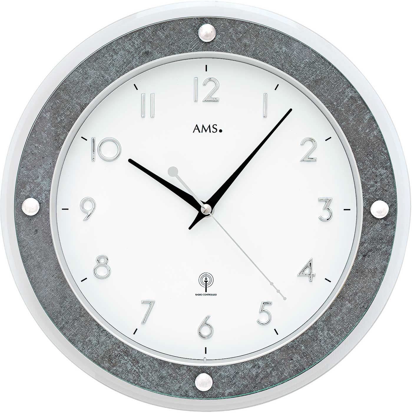 AMS Wanduhr 31 cm Ø Kunststoff • Funkgesteuert • Modernes Design