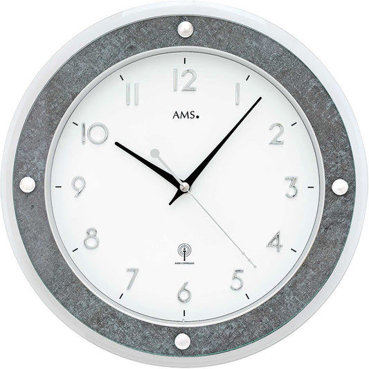 AMS Wanduhr 31 cm Ø Kunststoff • Funkgesteuert • Modernes Design