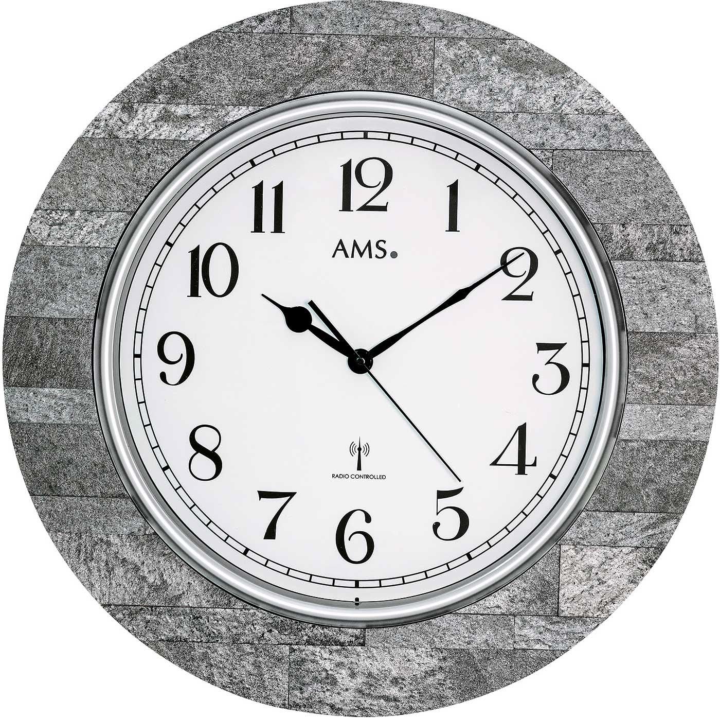 AMS Wanduhr 50 cm Ø Holz • Präzises Funkuhrwerk • Modernes Naturdesign