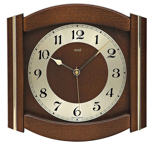 AMS Wanduhr 27x27 cm Holz • Funkwerk • Zeitloses Design